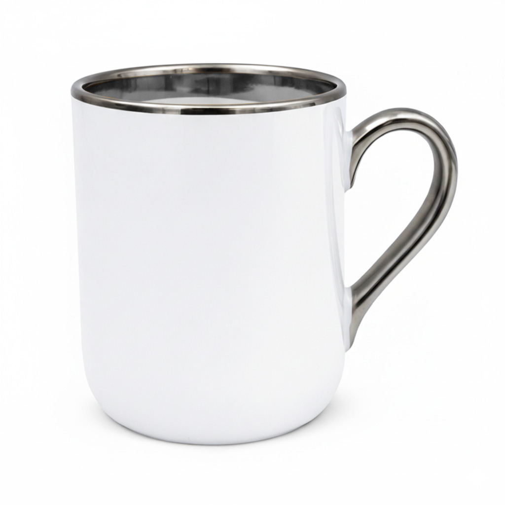 Sublimation Coffee Mug with Silver Rim and Handle